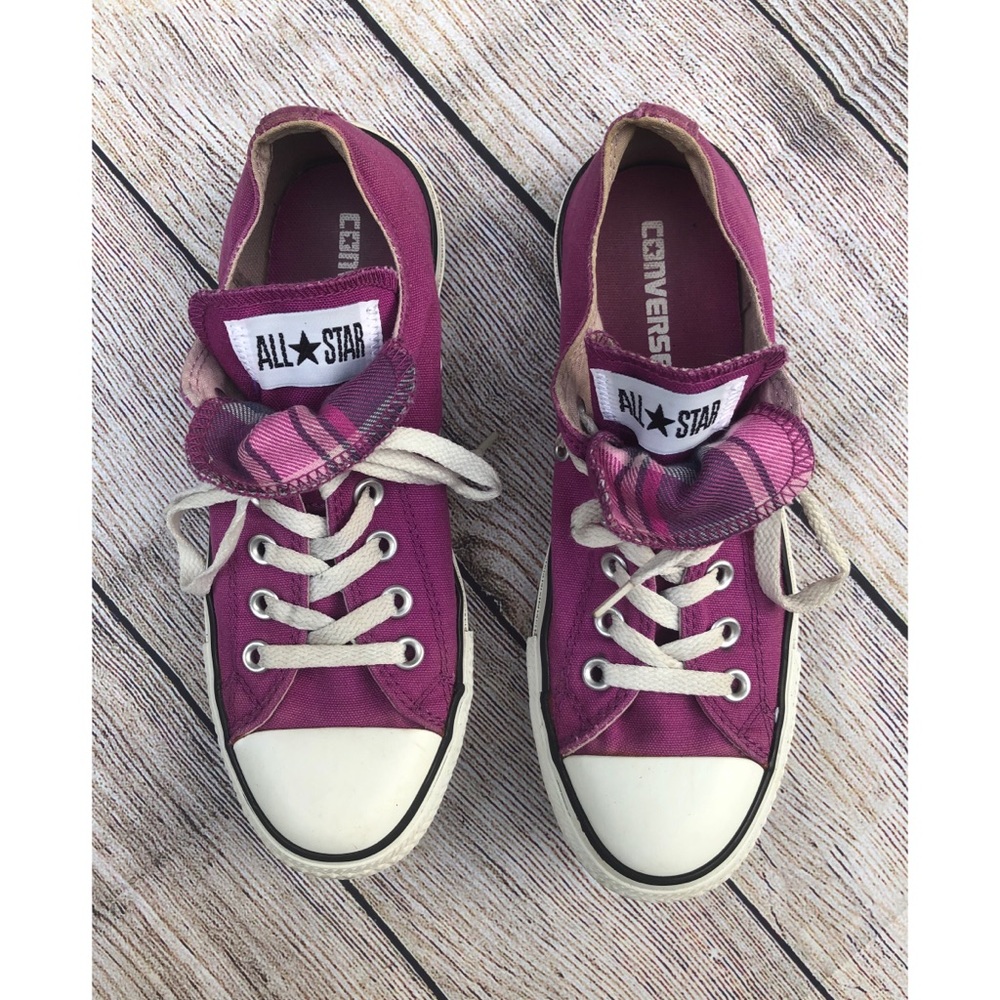 Purple converse shoes